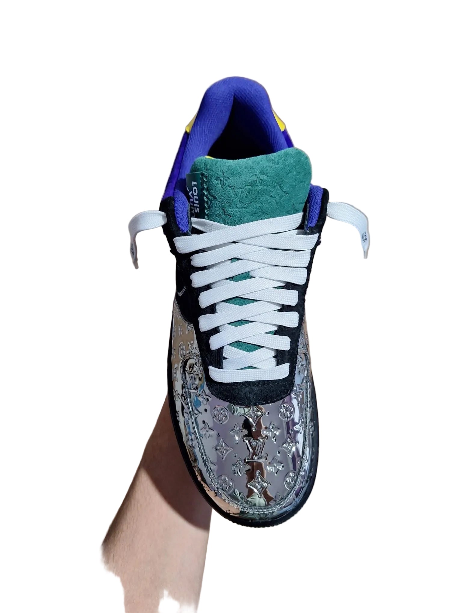 EU 42 - Louis Vuitton x Nike Air Force 1 Low by Virgil Abloh Black Metallic Silver