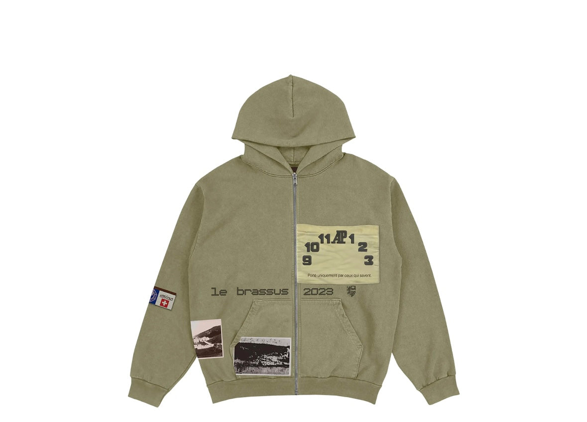 Travis Scott CJ x Audemars Piguet LeBrassus Kapuzenpullover mit Reißverschluss Khaki Braun