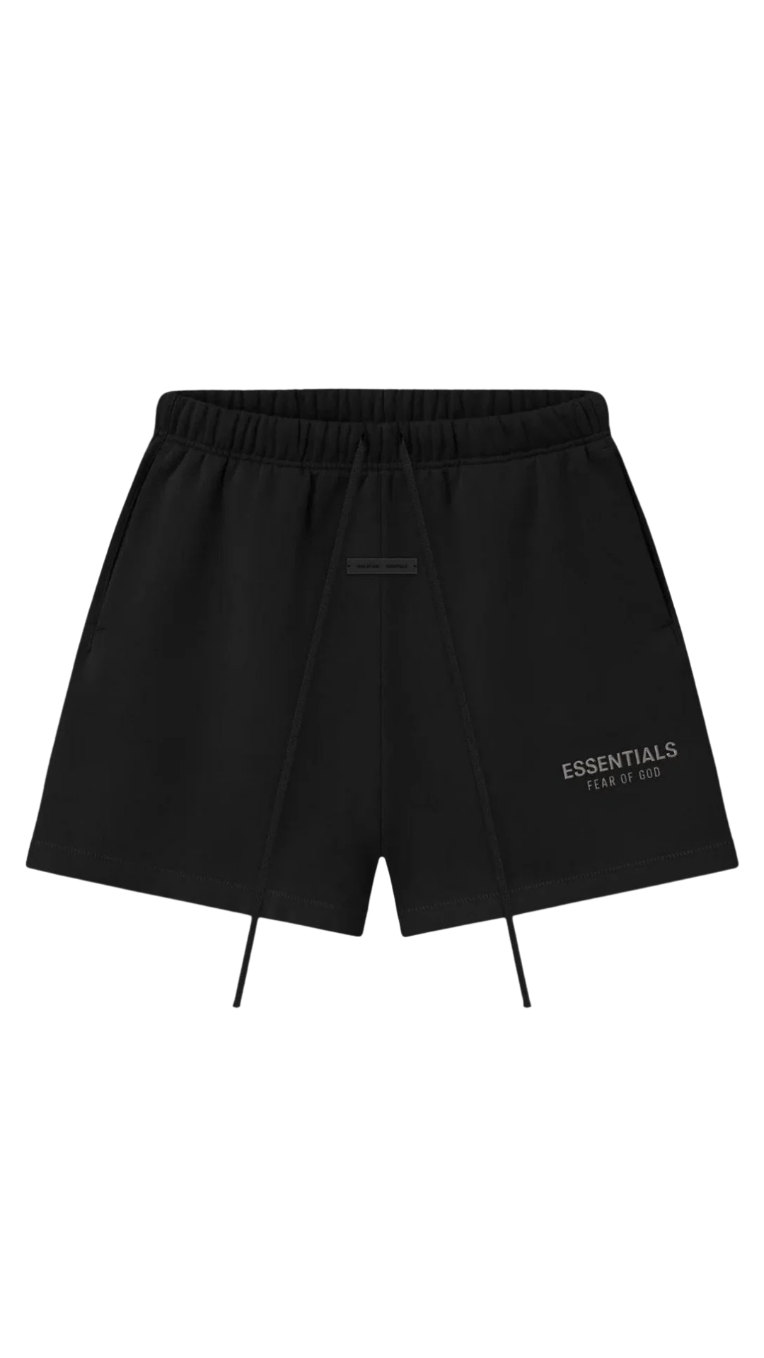 Fear of God Essentials Jet Black Shorts (Black Logo)